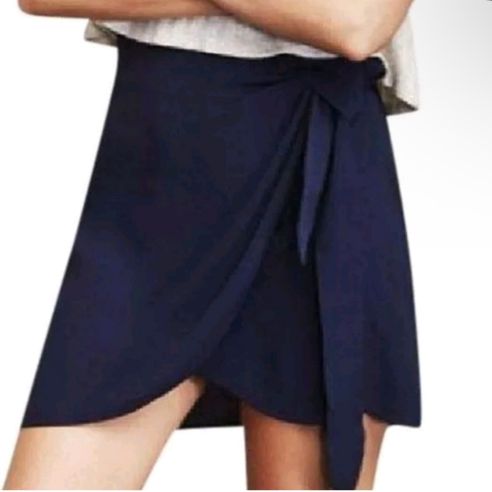 REFORMATION Navy Wrap Skirt